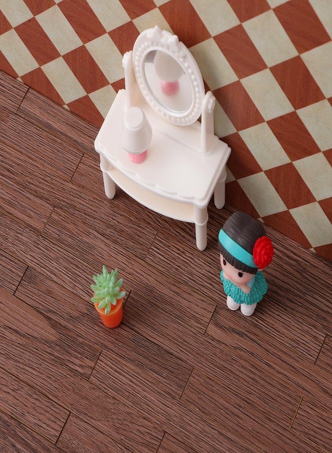 VICASKY 40 Pcs Peel and Stick Dollhouse Flooring - Self Adhesive Dark Walnut Wood Vinyl Planks for DIY Miniature House, Crafts, Room Box & Model Train Scenery | Easy Cut, Realistic PVC Tile - Image 2